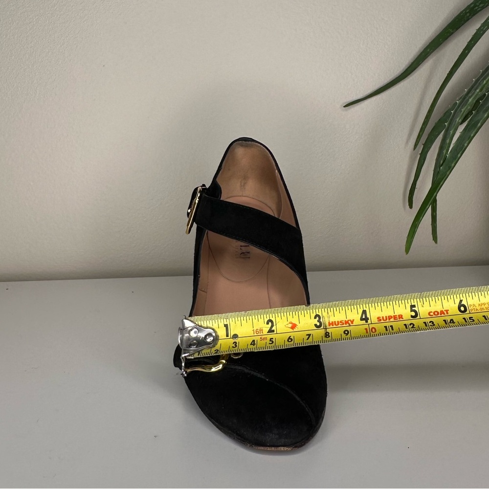 Anyi Lu Black Suede Heels 37 | Mary Jane Pumps with Gold Buckles | Made in Italy - Picture 13 of 13